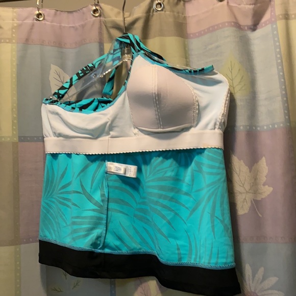 Black turquoise swim top - Picture 2 of 2